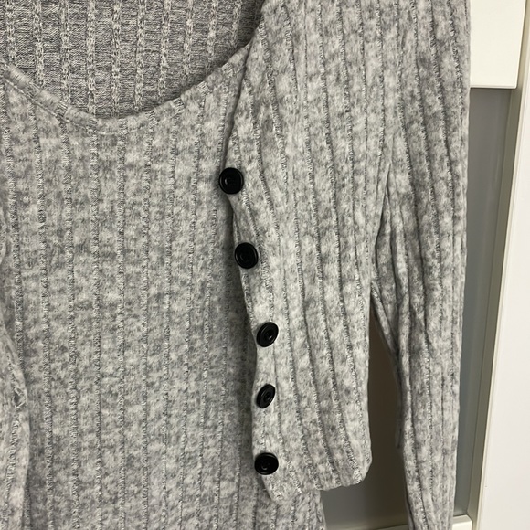 Women's Petite 2 Piece Set Rib Knit Split Thigh Cami Dress with Button Front Top - Picture 9 of 15